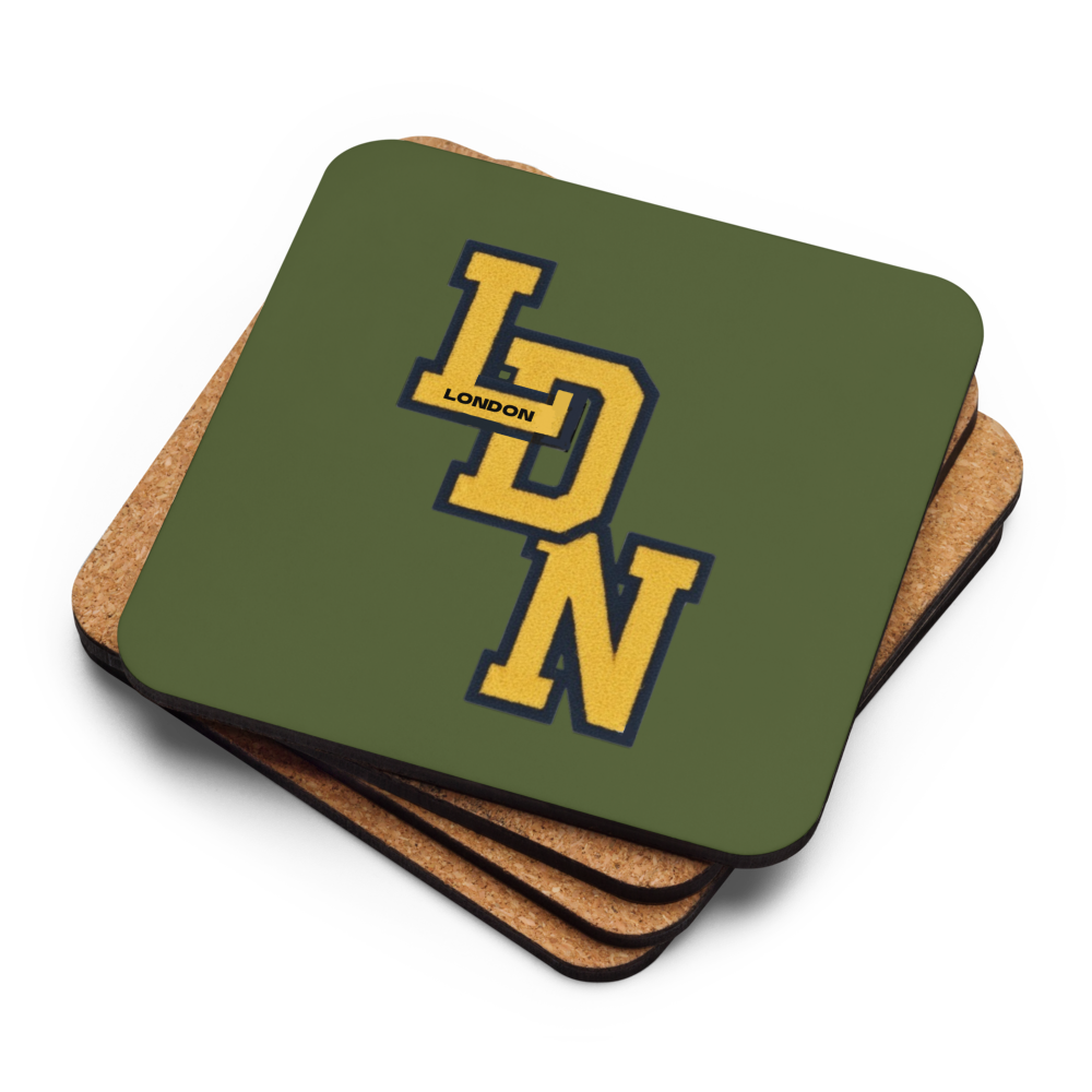 LONDON (LDN) Cork-Back Coaster (GREEN)