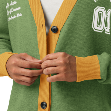 New York Varsity Knitted Cardigan (Green & Gold)