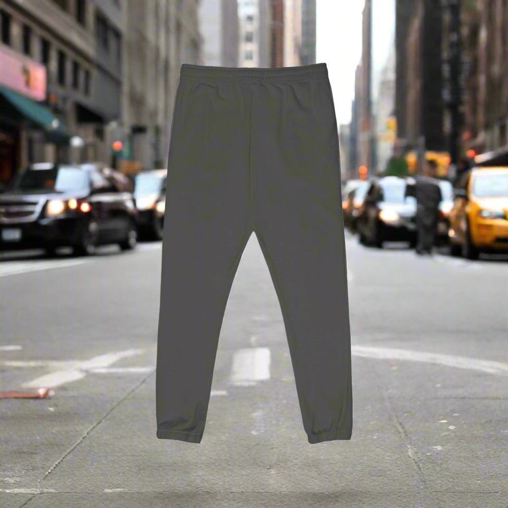 Dark gray sweatpants on a white background