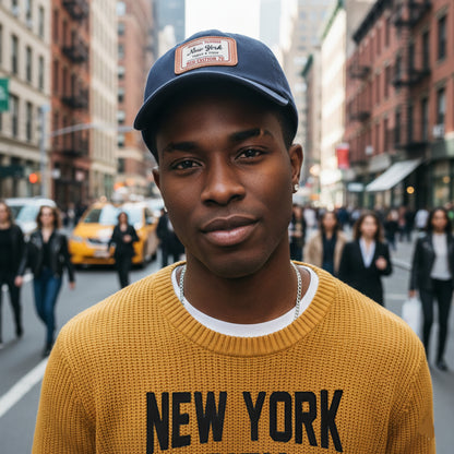 Vintage New York Leather Patch Baseball Cap