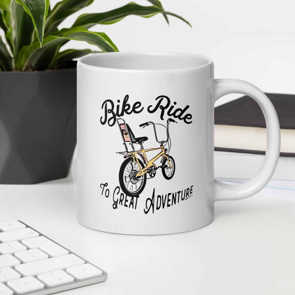 Bike Ride To Great Adventure White Glossy Mug - Chinchilla Choons