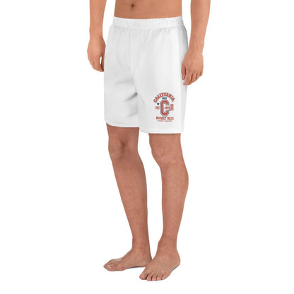 California Print Unisex Athletic Long Shorts (White & Red) - Chinchilla Choons