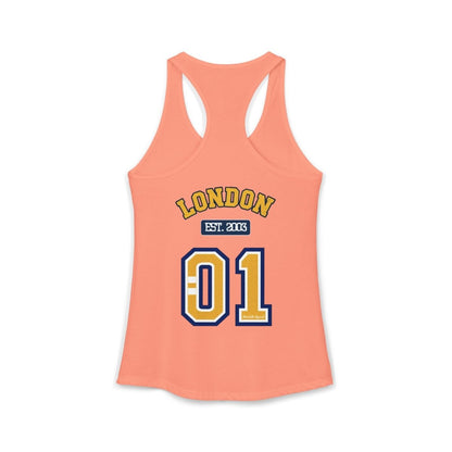 London (LDN) Varsity Women's Ideal Racerback Tank - Chinchilla Choons
