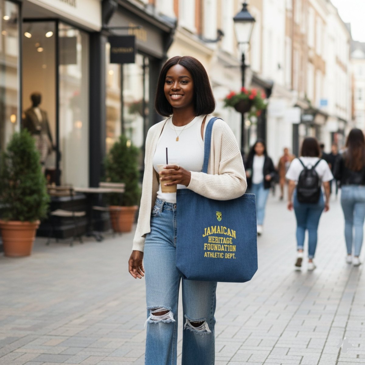 Jamaican Heritage Organic Denim Tote Bag - Chinchilla Choons