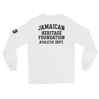 Jamaican Heritage Men’s Long Sleeve Shirt (White) - Chinchilla Choons
