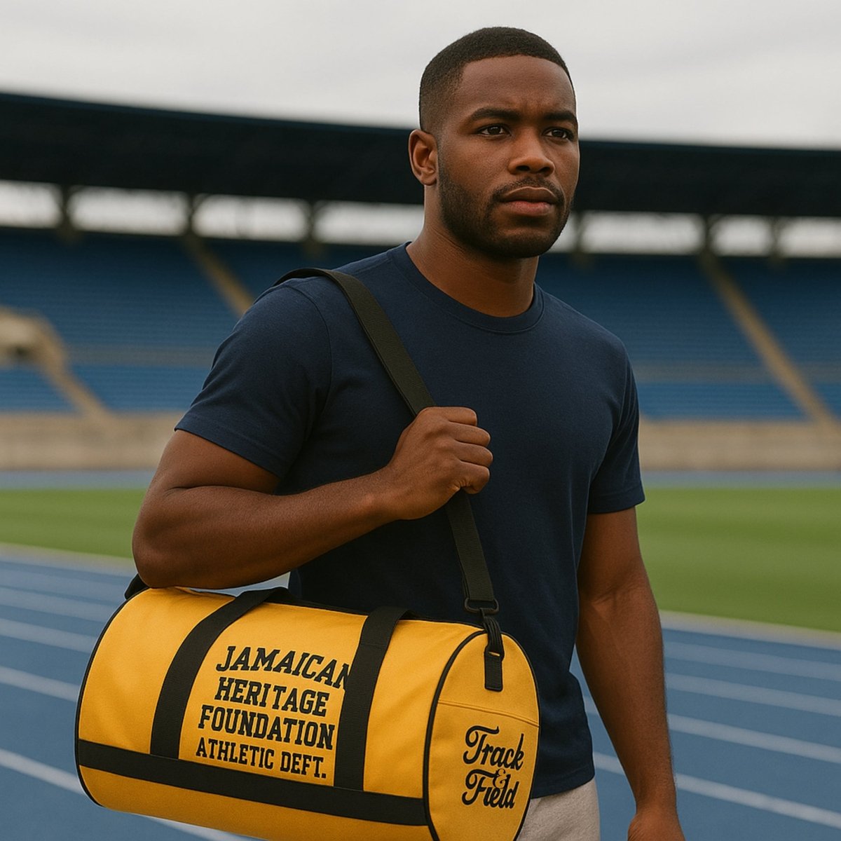 Jamaican Heritage Sporty Duffel Bag (Black & Gold) - Chinchilla Choons