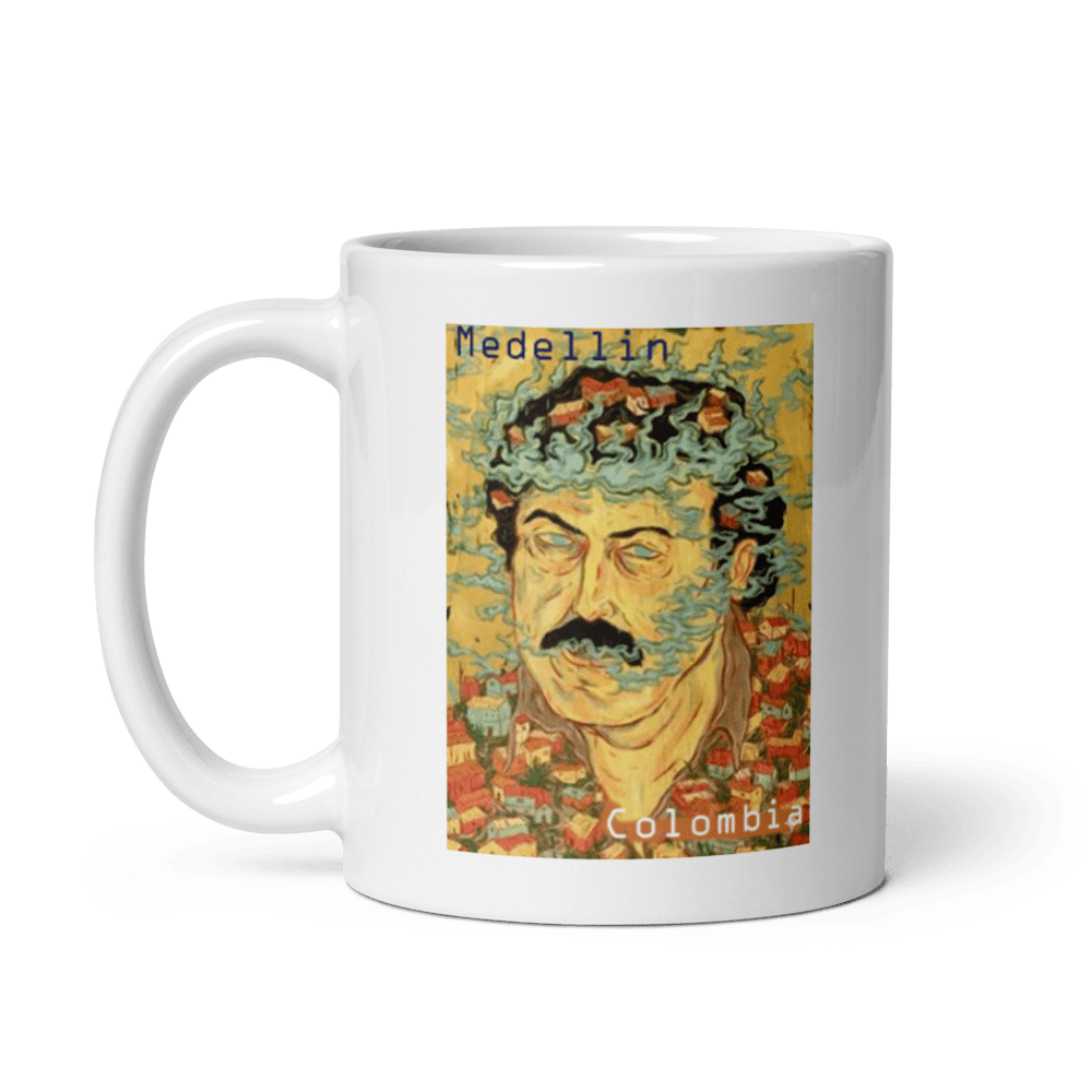 Pablo Escobar Medellin Colombia White Glossy Mug - Chinchilla Choons