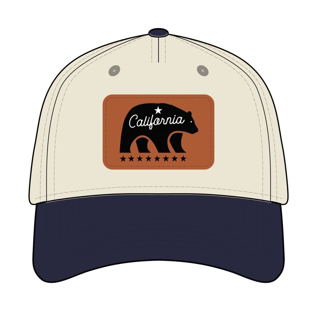 California Bear Mascot Leather Patch Baseball Cap – Vintage Outdoor Hat - Chinchilla Choons