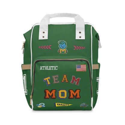 Team Mom Multifunctional Diaper Backpack — Green Baby Mom Travel Bag - Chinchilla Choons
