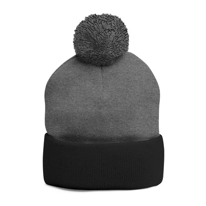 London (LDN) Embroidered Pom - Pom Beanie — Knit Cap - Chinchilla Choons