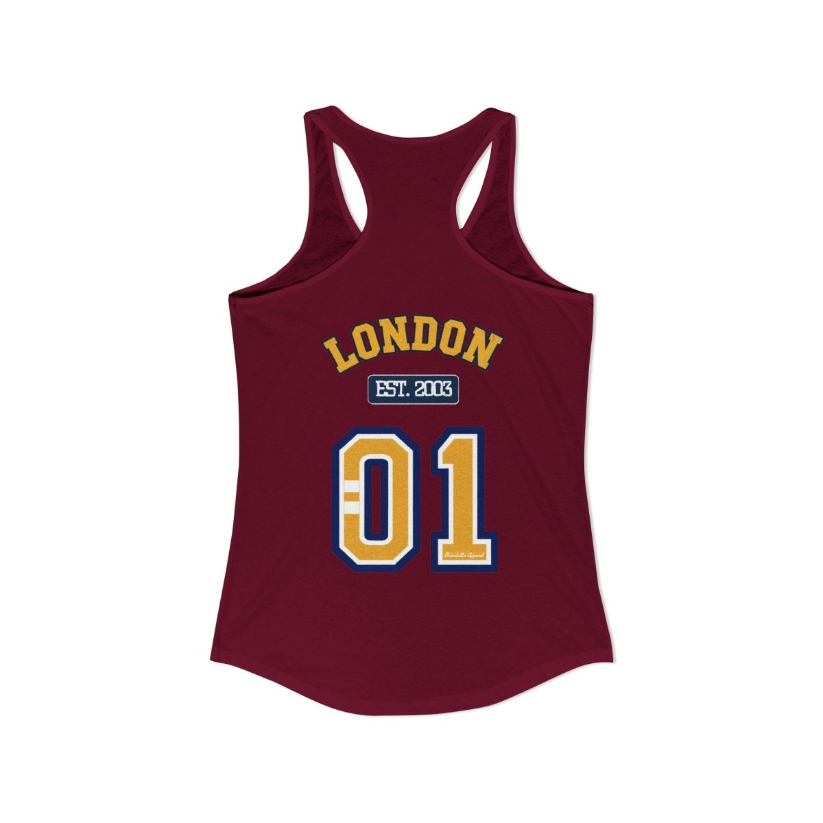 London (LDN) Varsity Women's Ideal Racerback Tank - Chinchilla Choons