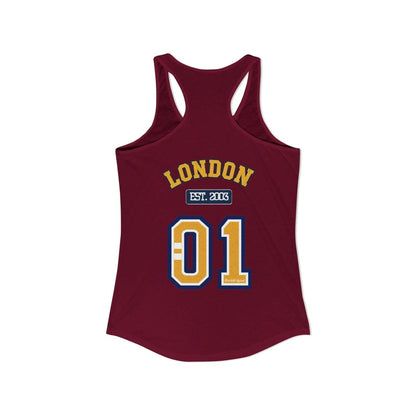 London (LDN) Varsity Women's Ideal Racerback Tank - Chinchilla Choons