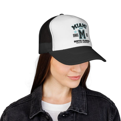 Miami Varsity Trucker Cap — South Florida Retro Mesh Hat - Chinchilla Choons