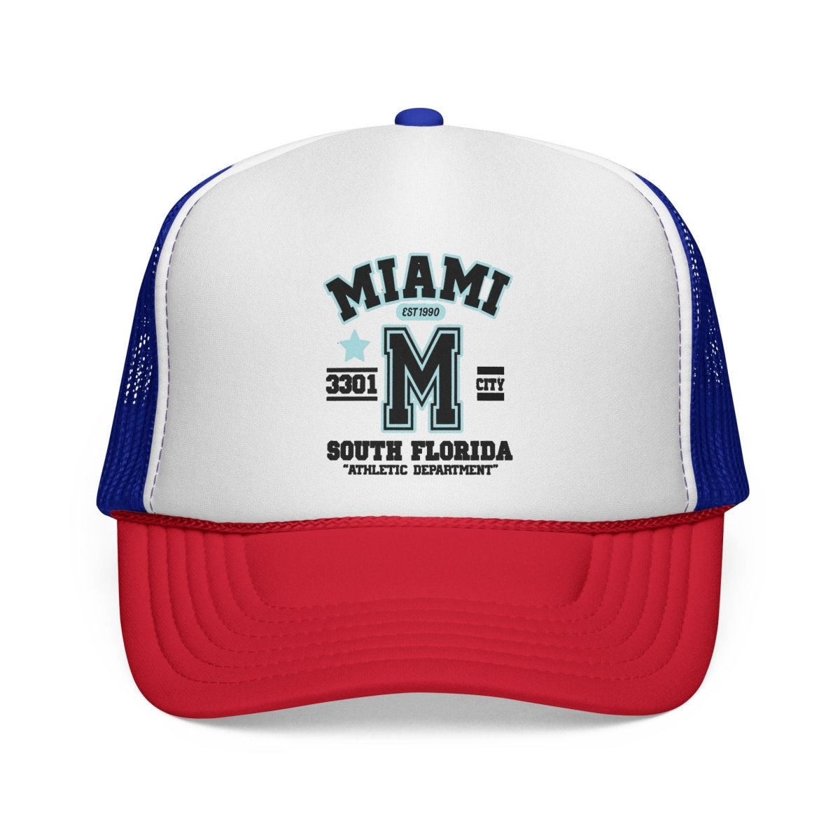 Miami Varsity Trucker Cap — South Florida Retro Mesh Hat - Chinchilla Choons