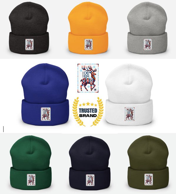Deer Logo Unisex Cuffed Beanie Hat - Chinchilla Choons