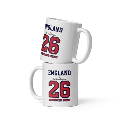 England World Cup 26 Commemorative White Glossy Mug - Chinchilla Choons