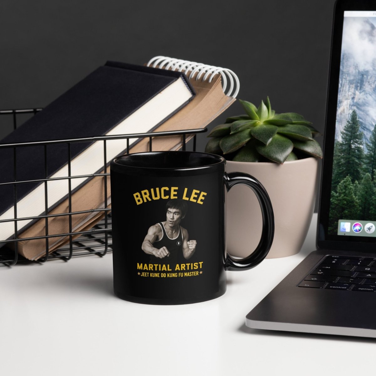 Bruce Lee Black Glossy Mug - Chinchilla Choons