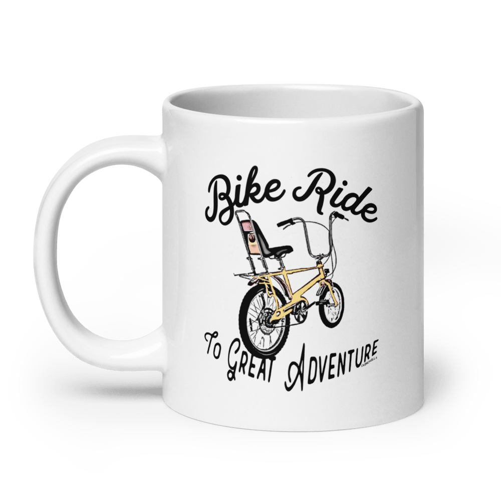 Bike Ride To Great Adventure White Glossy Mug - Chinchilla Choons