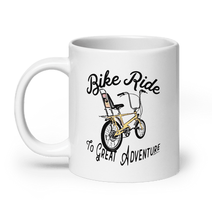 Bike Ride To Great Adventure White Glossy Mug - Chinchilla Choons