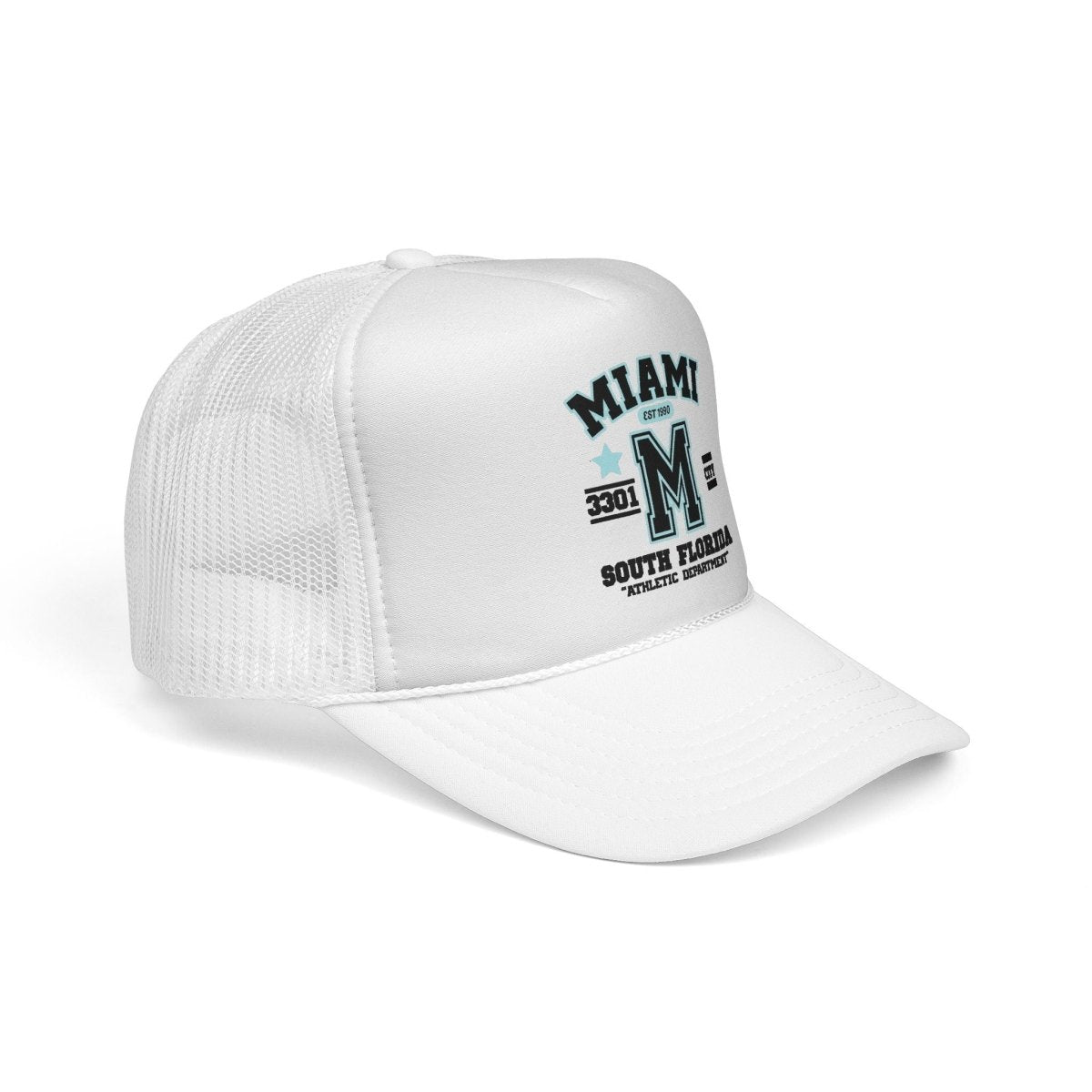 Miami Varsity Trucker Cap — South Florida Retro Mesh Hat - Chinchilla Choons