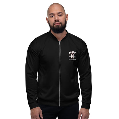 Miami Varsity Unisex Bomber Jacket (Black) - Chinchilla Choons
