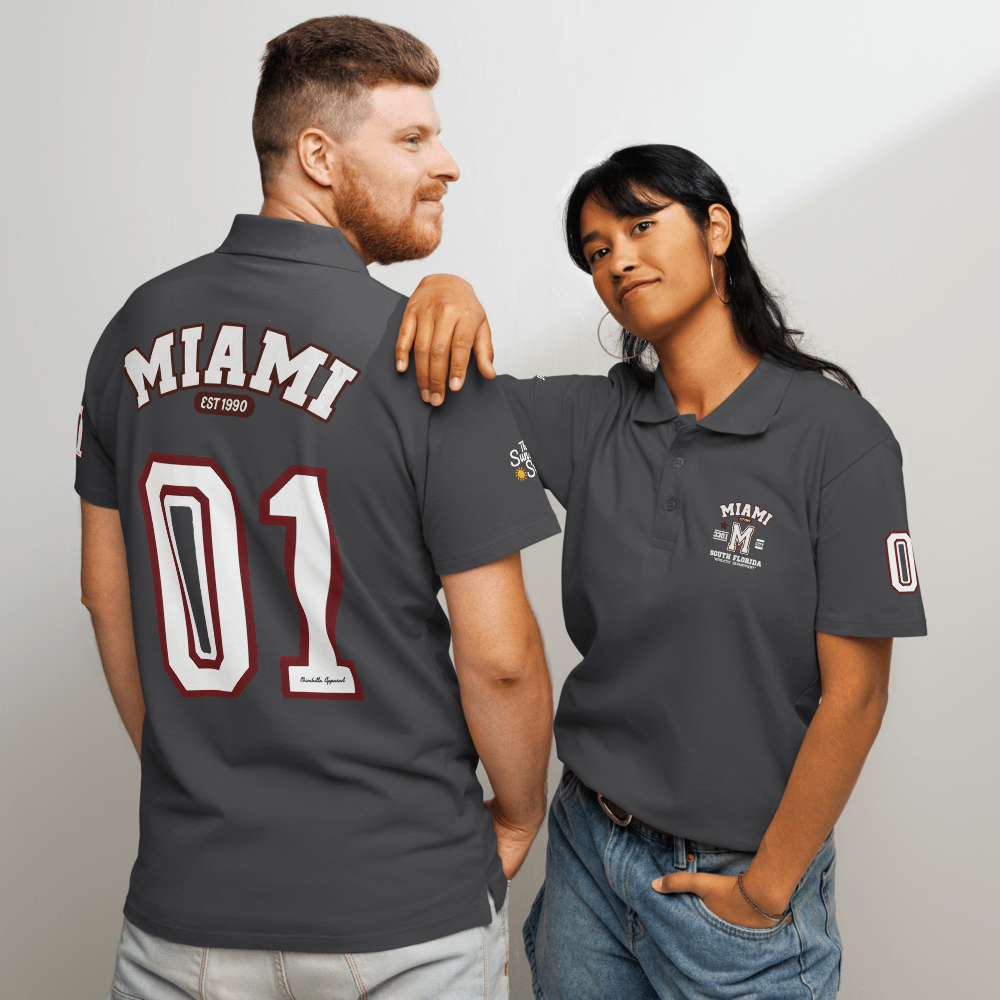 Miami Varsity Premium Pique Polo Shirt - Chinchilla Choons