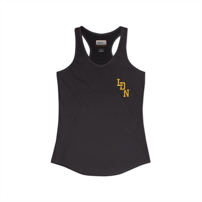 London (LDN) Varsity Women's Ideal Racerback Tank - Chinchilla Choons