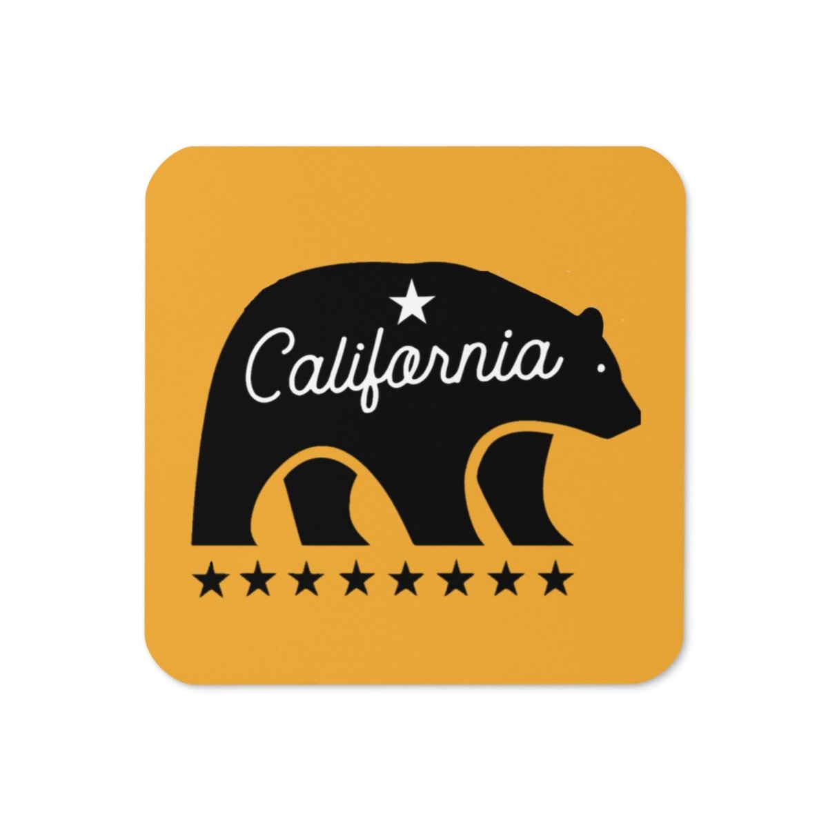 California Bear Mascot Cork-Back Coaster (Yellow/Black) - Chinchilla Choons
