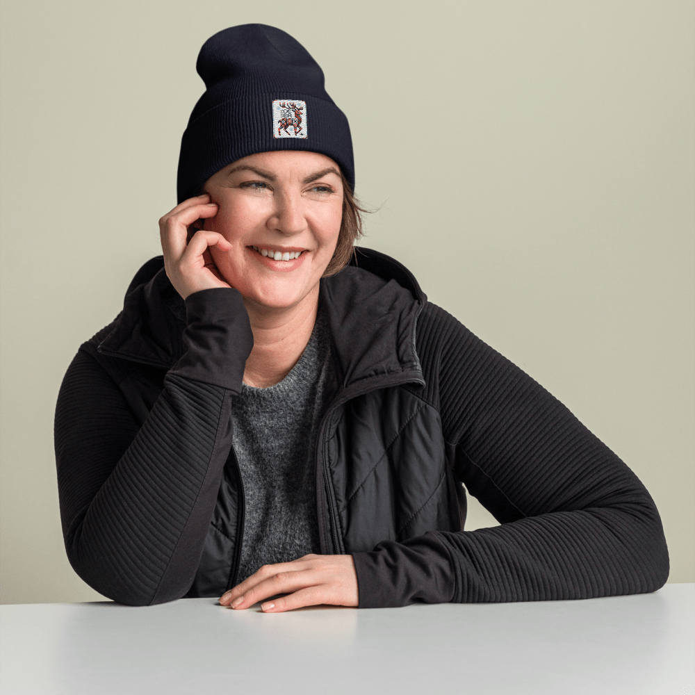 Deer Logo Unisex Cuffed Beanie Hat - Chinchilla Choons