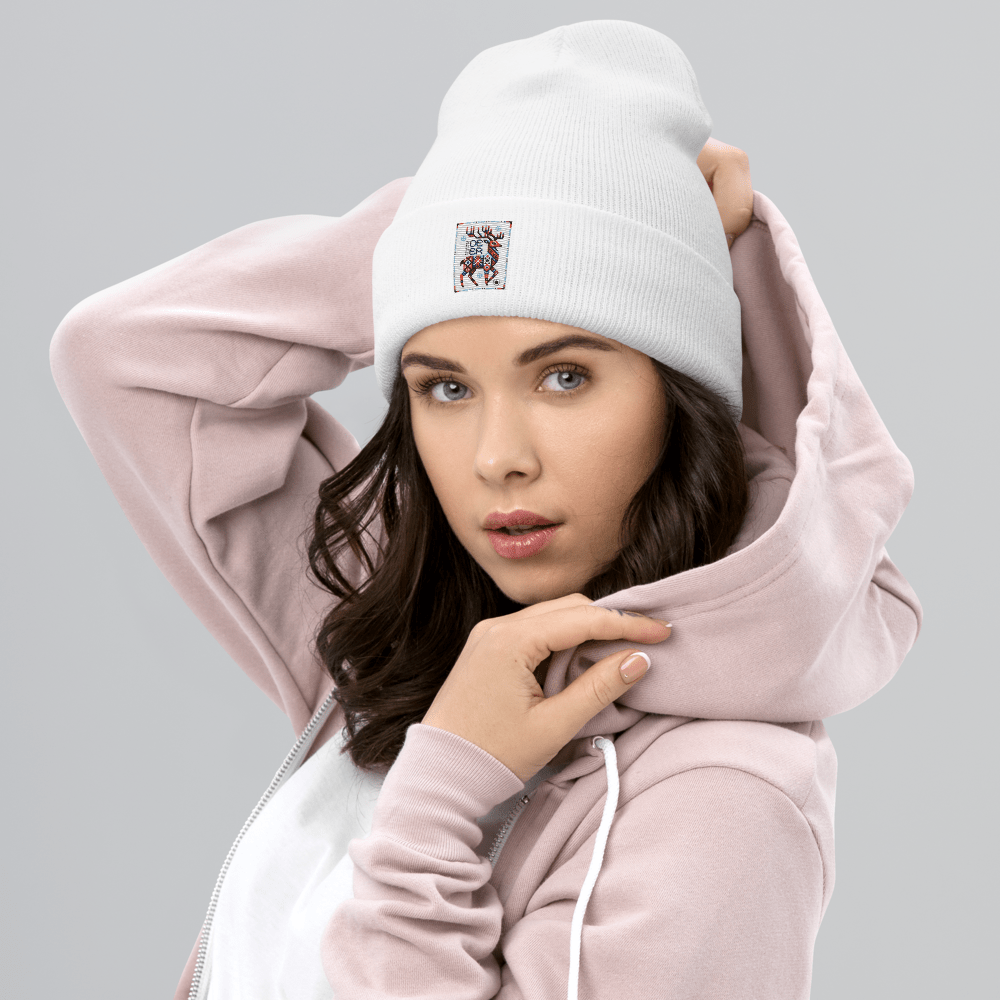Deer Logo Unisex Cuffed Beanie Hat - Chinchilla Choons
