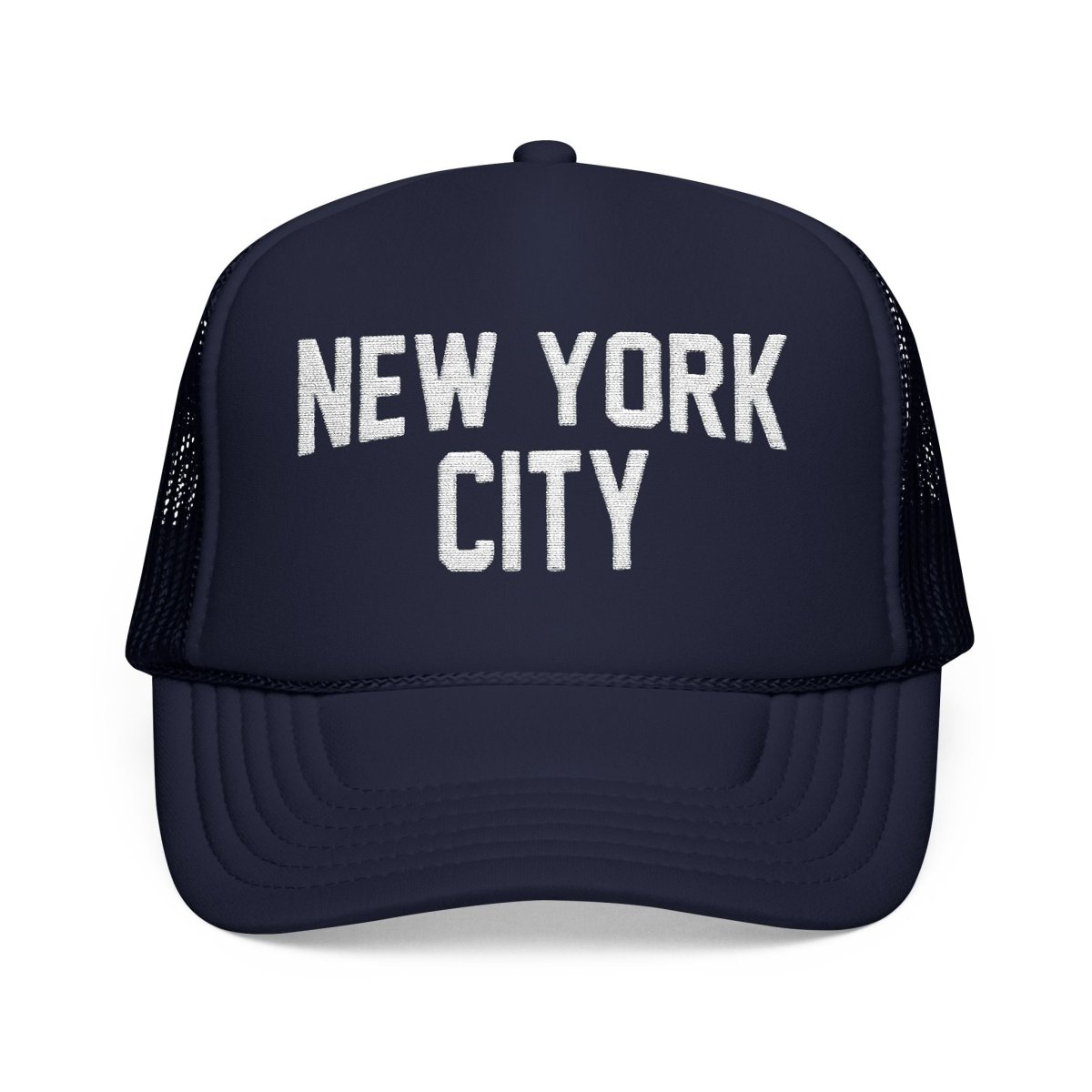 New York City Embroidered Trucker Cap (Unisex) Black & Navy - Chinchilla Choons