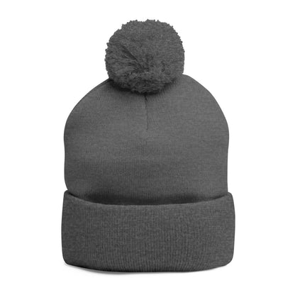 London (LDN) Embroidered Pom - Pom Beanie — Knit Cap - Chinchilla Choons