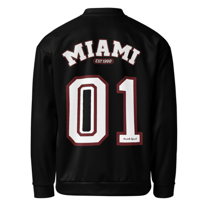 Miami Varsity Unisex Bomber Jacket (Black) - Chinchilla Choons