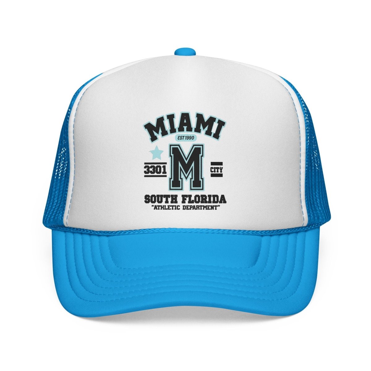 Miami Varsity Trucker Cap — South Florida Retro Mesh Hat - Chinchilla Choons