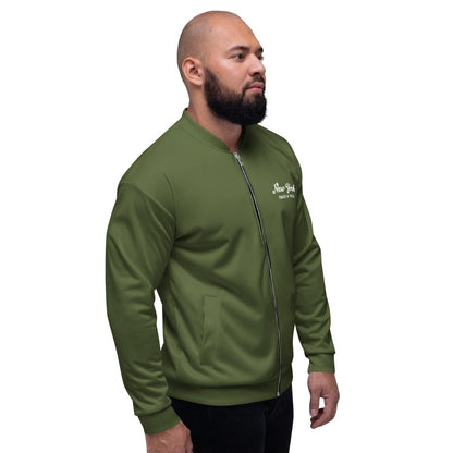 New York Unisex Bomber Jacket (Army Green) - Chinchilla Choons