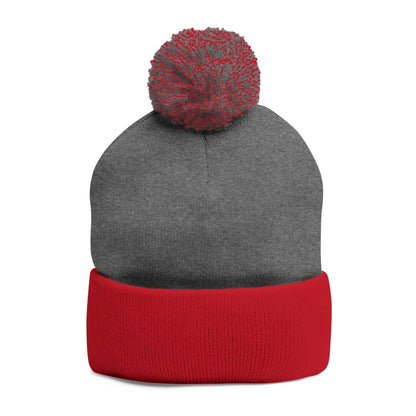 London (LDN) Embroidered Pom - Pom Beanie — Knit Cap - Chinchilla Choons