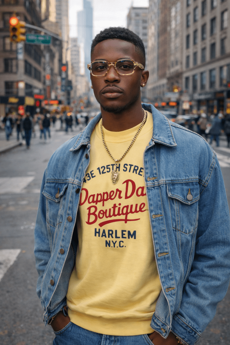Dapper Dan Boutique Sweatshirt — 125th Street Retro Crewneck - Chinchilla Choons