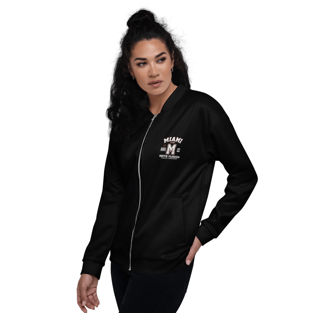 Miami Varsity Unisex Bomber Jacket (Black) - Chinchilla Choons