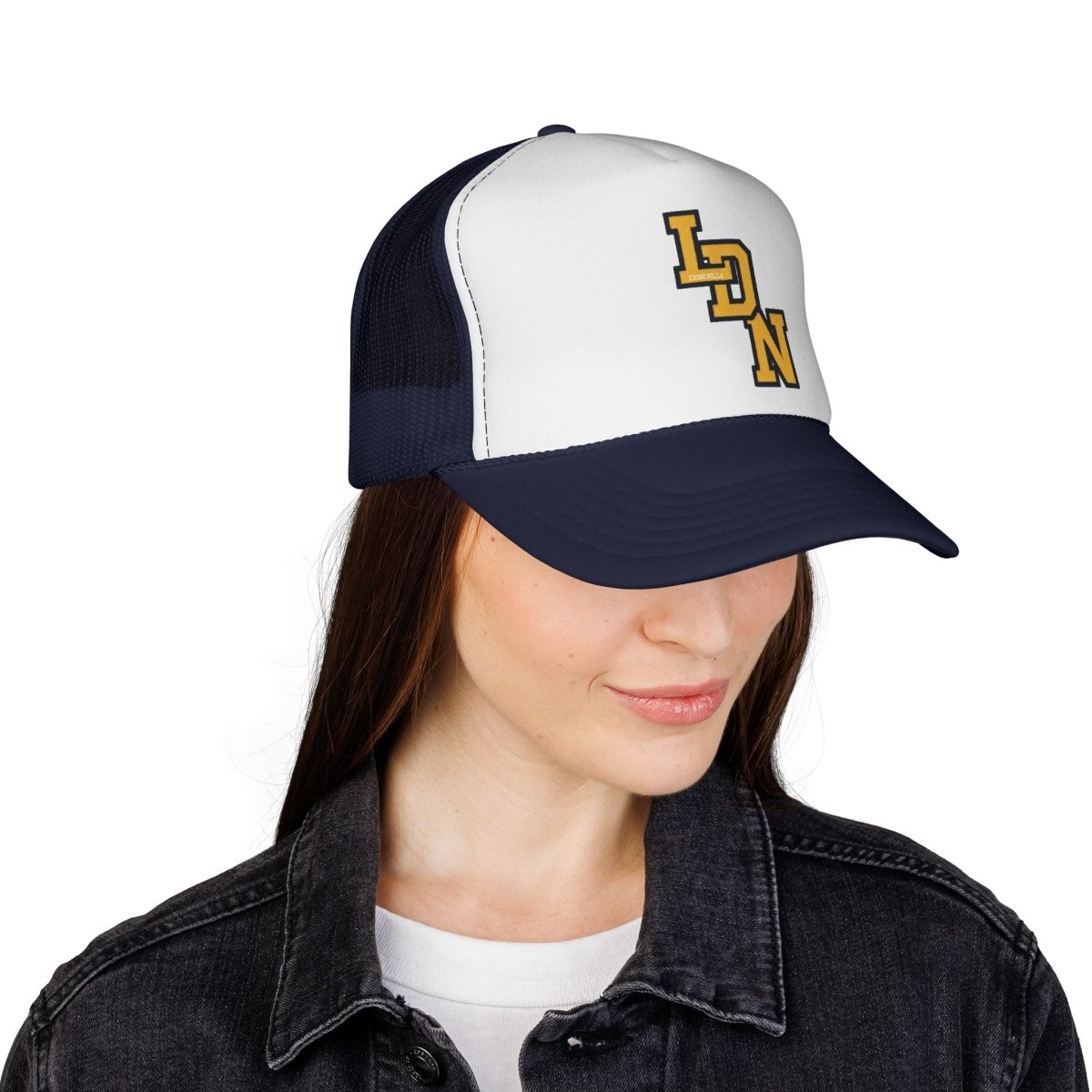 London (LDN) Trucker Cap — Vintage Varsity Cap - Chinchilla Choons