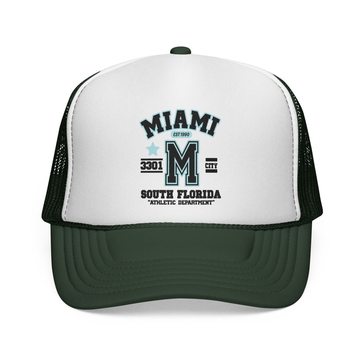 Miami Varsity Trucker Cap — South Florida Retro Mesh Hat - Chinchilla Choons