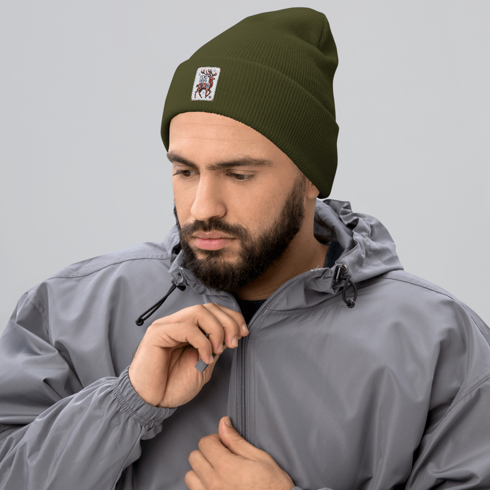 Deer Logo Unisex Cuffed Beanie Hat - Chinchilla Choons
