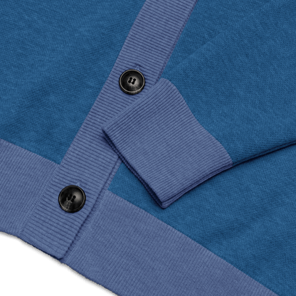 New York Varsity Knitted Cardigan (Blue & White) - Chinchilla Choons