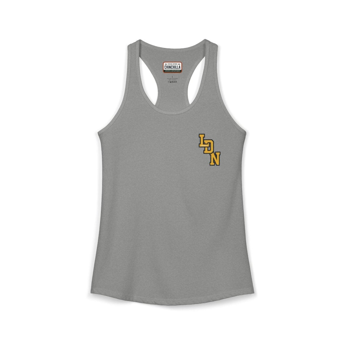 London (LDN) Varsity Women's Ideal Racerback Tank - Chinchilla Choons