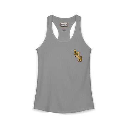 London (LDN) Varsity Women's Ideal Racerback Tank - Chinchilla Choons