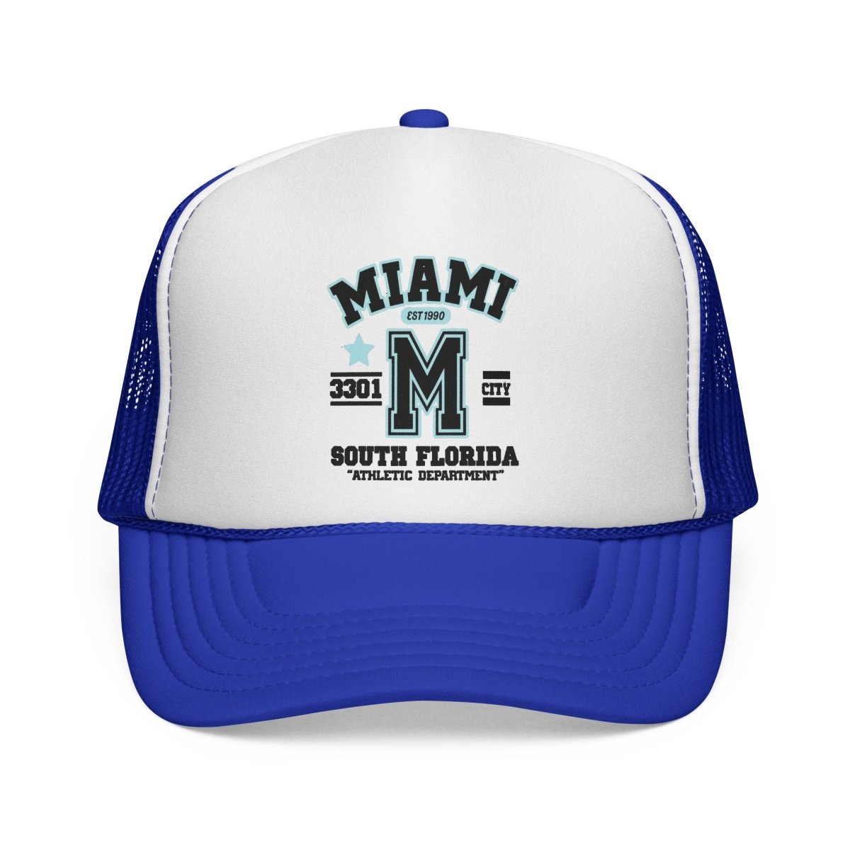 Miami Varsity Trucker Cap — South Florida Retro Mesh Hat - Chinchilla Choons