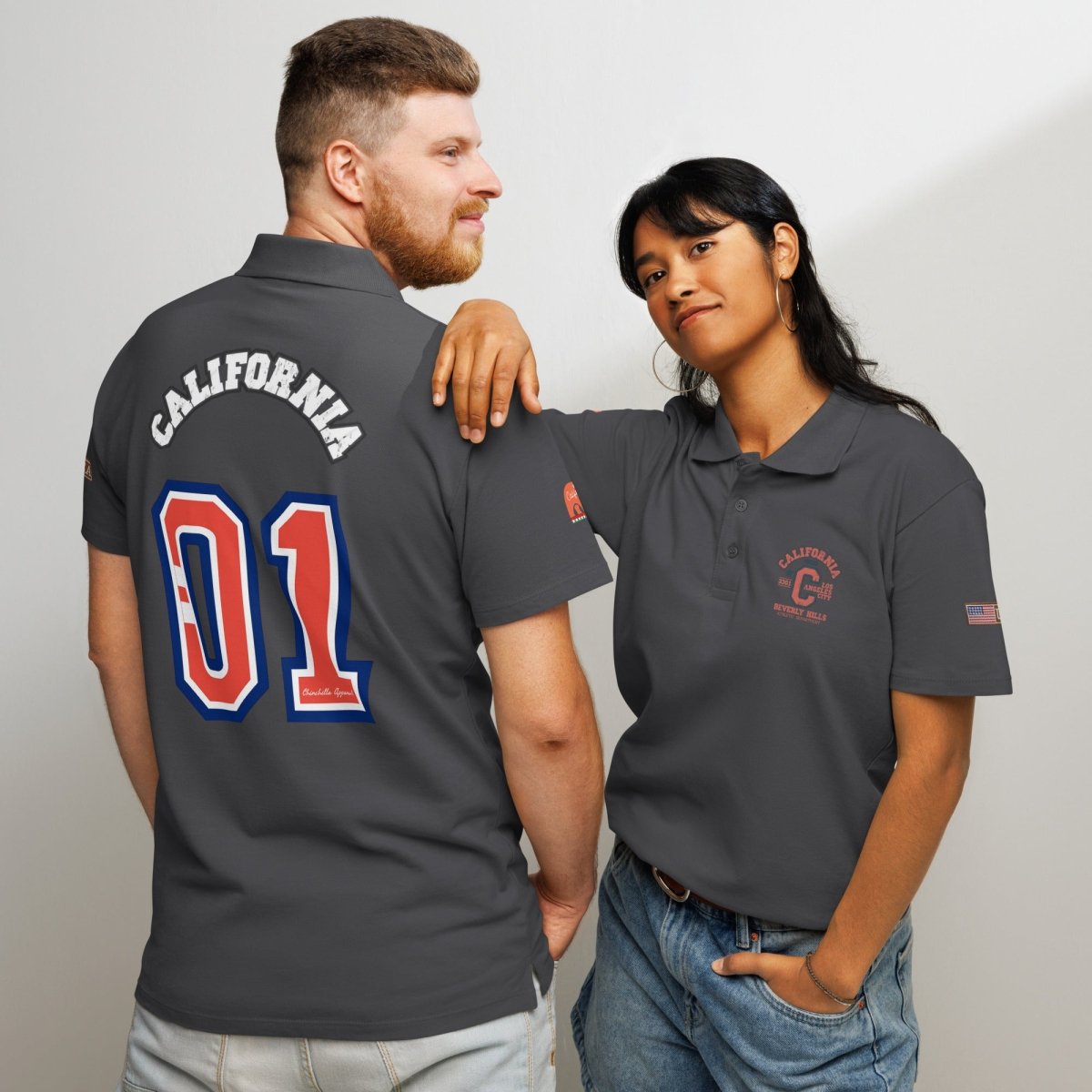 California Varsity Premium Pique Polo Shirt - Chinchilla Choons