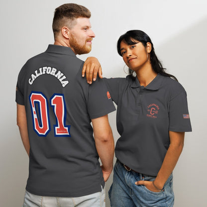 California Varsity Premium Pique Polo Shirt - Chinchilla Choons