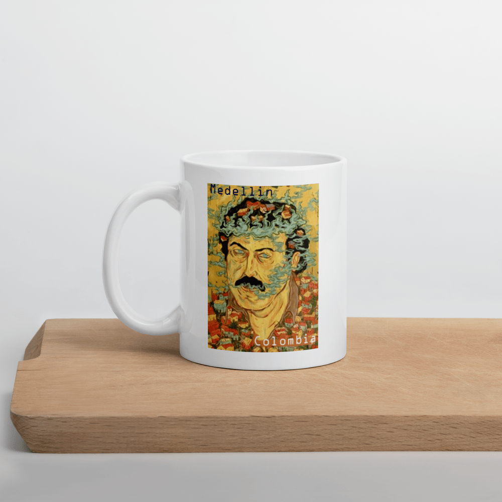 Pablo Escobar Medellin Colombia White Glossy Mug - Chinchilla Choons