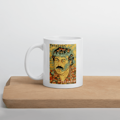 Pablo Escobar Medellin Colombia White Glossy Mug - Chinchilla Choons