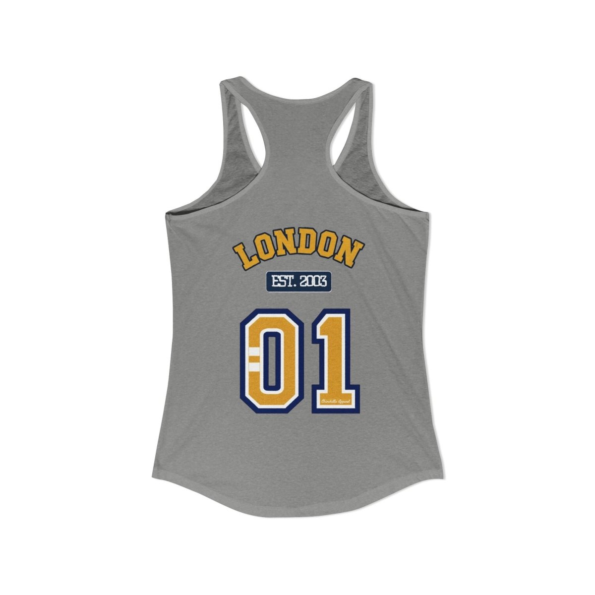 London (LDN) Varsity Women's Ideal Racerback Tank - Chinchilla Choons